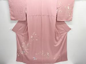 未使用品　作家物　手描き友禅　童子に枝花模様訪問着